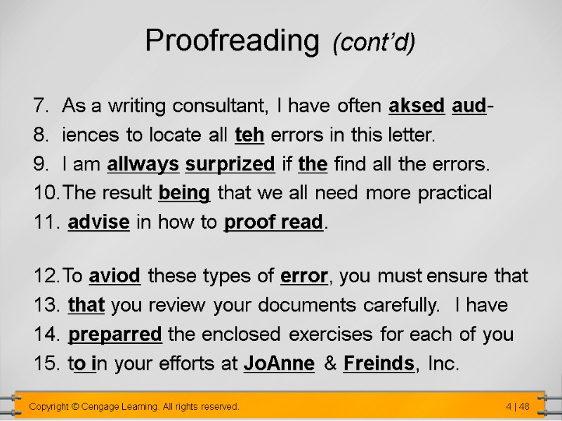 As a writing consultant, I have often aksed aud- iences to locate all teh